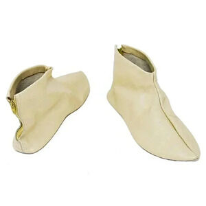 Vintage Tan Leather Boho Chic Elf Slides Size 7 Pointed Toe Summer Flats Slipper